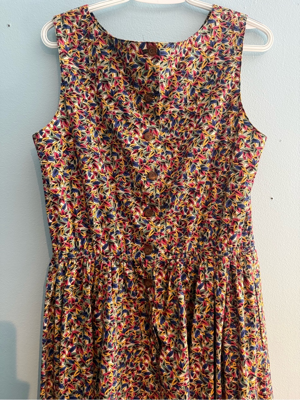 Talbots Sleeveless Midi Dress in Navy, Yellow & Red Floral - Picture 4 of 8